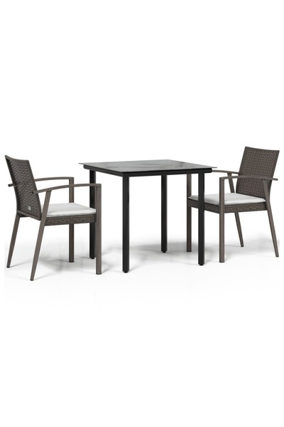 vidaxl Set mobilier de grădină cu perne, 3 piese, poliratan și oțel