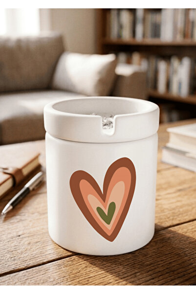 Eylül Design Printed Ceramic Ashtray with Boho Design Odorless Ash Tray