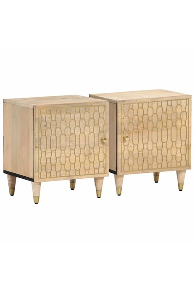 vidaxl Noptiere, 2 buc., 40x33x46 cm, lemn masiv de acacia