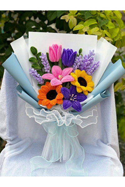 candleandgiftland Premium El Yapımı Şönil Çiçek Buketi Solmayan Özel Tasarım ...