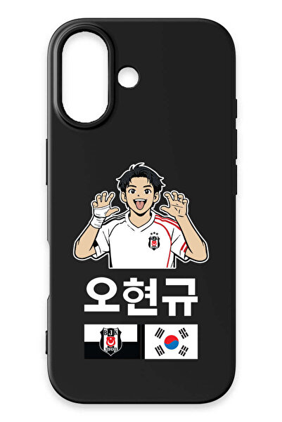 Beşiktaş iPhone 16 Uyumlu HyeonGyu OH Siyah Silikon Lisanslı Telefon Kılıfı