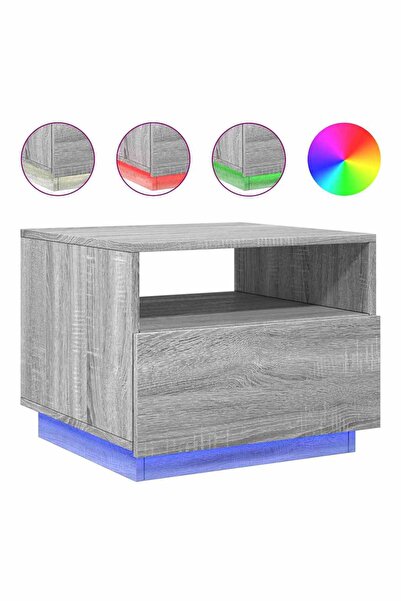 vidaxl Coffee table with LED lights, sonoma grey, 50x49x40 cm