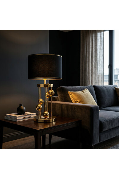 VENÜS NOVA VENÜS ARCTURUS GOLD SİLİNDİR ABAJUR SİYAH GOLD ŞERİTLİ BAŞLIK