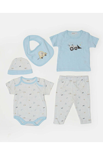 REDTAG Infant Boys Blue 5-Piece Gift Set