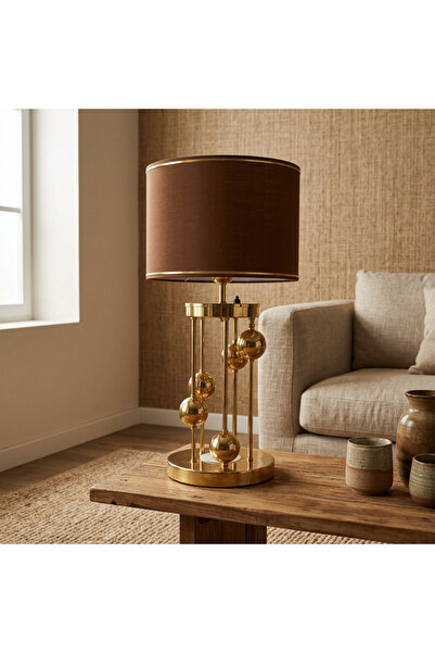 VENÜS NOVA VENÜS ARCTURUS GOLD SİLİNDİR ABAJUR KAHVERENGİ GOLD ŞERİTLİ BAŞLIK