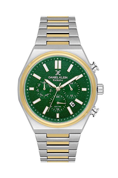 Daniel Klein Dial Green Code Gold Silver Color 43 mm Men's Wristwatch