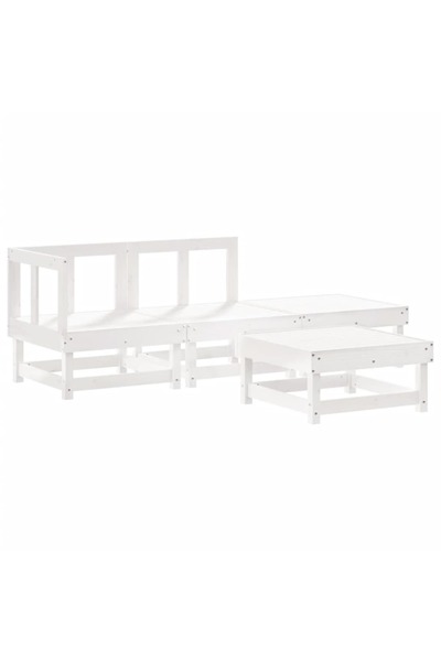 vidaxl Set mobilier relaxare de grădină, 4 piese, alb, lemn masiv pin