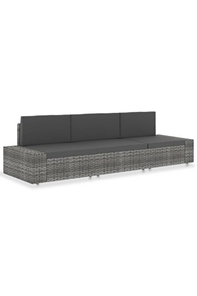 vidaxl Canapea modulară cu 3 locuri, gri, poliratan