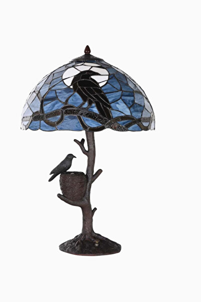 BIEYE Raven Vitray Cam, El İşçiliği Dekoratif Masa Lambası