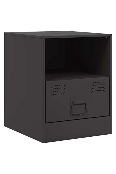 vidaxl Bedside table, black, 34.5x39x44 cm, steel
