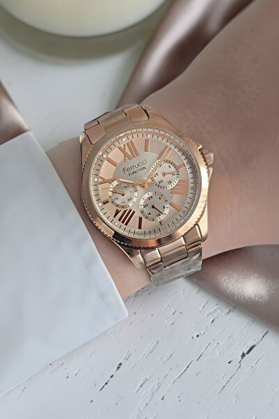 Ferrucci Tüm Fonksiyonları Aktif, Takvimli, Taşlı Çelik Bilezik Siyah Kadın K...