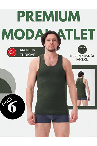 Mercan 6-Pack Khaki m Modal Tank Tops - the Best Green Tone, Flexible Stretch...