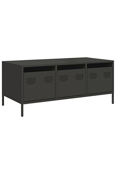 vidaxl Coffee table, black, 101.5x50x43.5 cm, cold-rolled steel