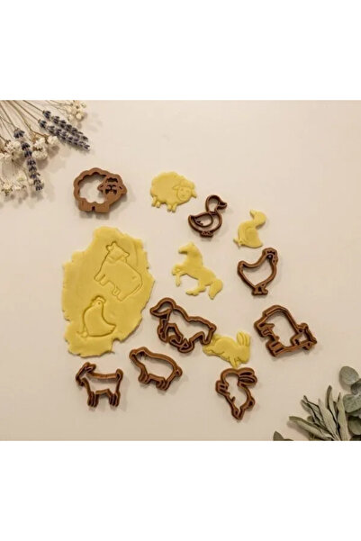 OEM Set de forme de modelat din plastilină cu tema „Fermă”, cu imprimeu 3D, caramel mat, model Montessori cu capete deschise