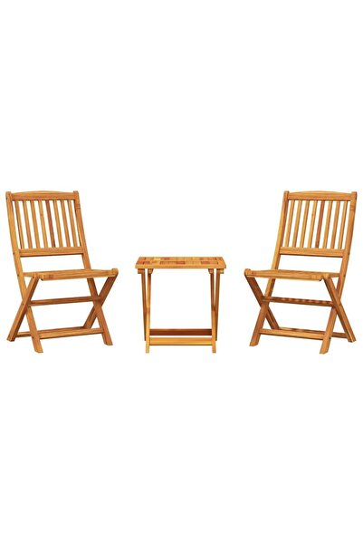vidaxl Set mobilier grădină pliabil, 3 piese, lemn masiv acacia