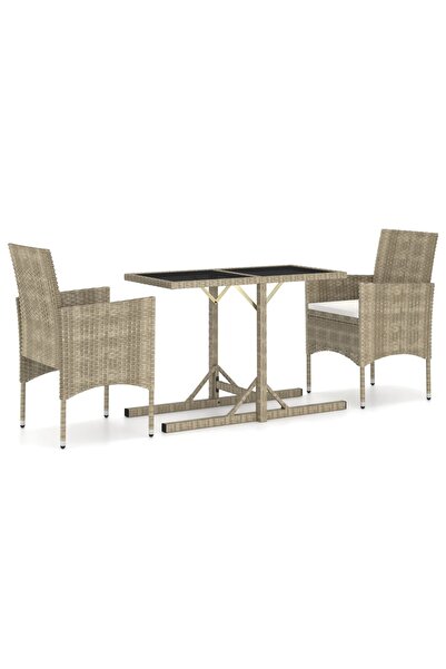 vidaxl Set mobilier de grădină, 3 piese, bej