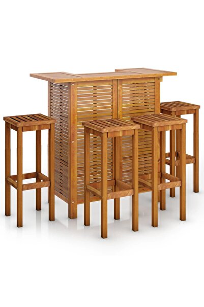 vidaxl Set mobilier de bar de grădină, 5 piese, lemn masiv de acacia