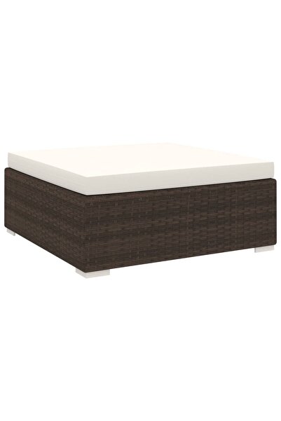 vidaxl Taburet modular, 1 buc., maro, poliratan, cu pernă