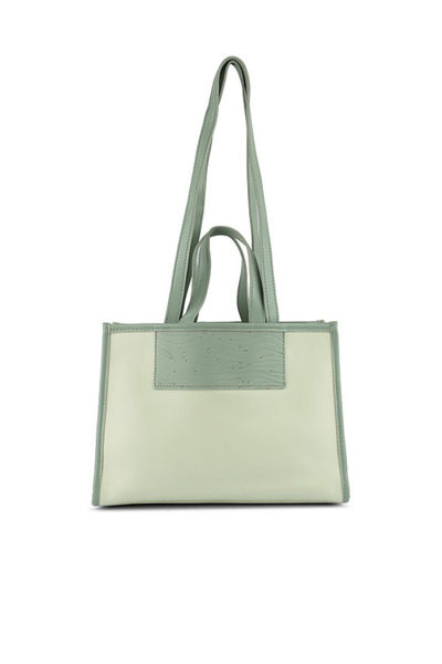 london Rag Women Green Wavy Patch Color Block Tote Bag