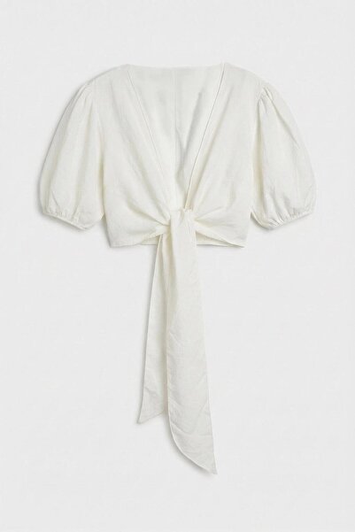 BSL Modal Bağlama Detaylı Crop Bluz