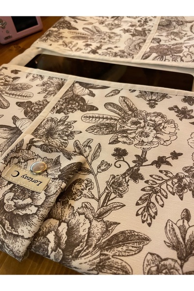 GÖKDAĞ BEDDING Kahverengi Yaprak Desenli El Yapımı Tablet Kılıfı Organizer-Ka...