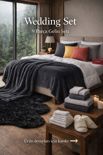 SHAL HOME Wedding Set(Gelin Seti) 9 Parça Premium Set-Düğün Hediyesi