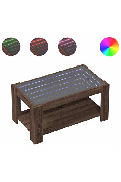 vidaxl Coffee table with LED brown oak 93x53x45 cm processed wood