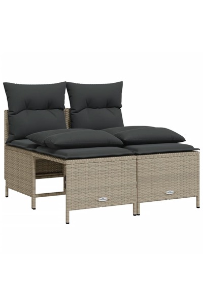 vidaxl Set canapea de grădină cu perne, 4 piese, gri deschis poliratan