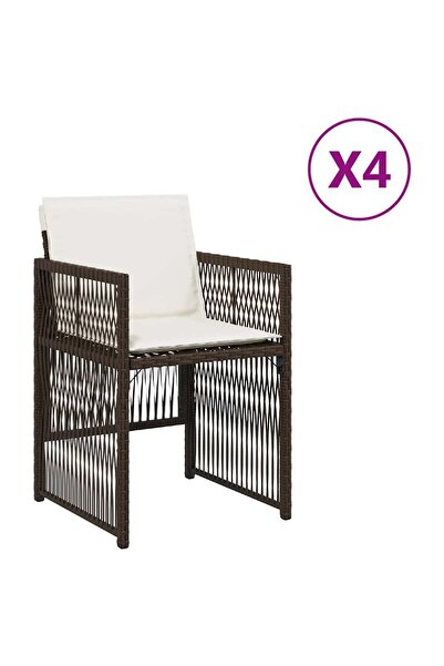 vidaxl Scaune de grădină cu perne, 4 buc., maro, poliratan