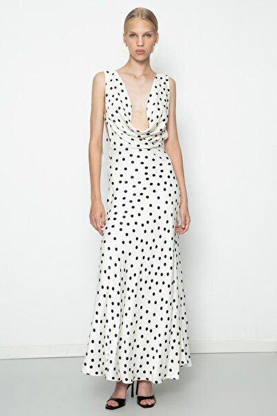 BSL Degaje Yakalı Maksi Elbise