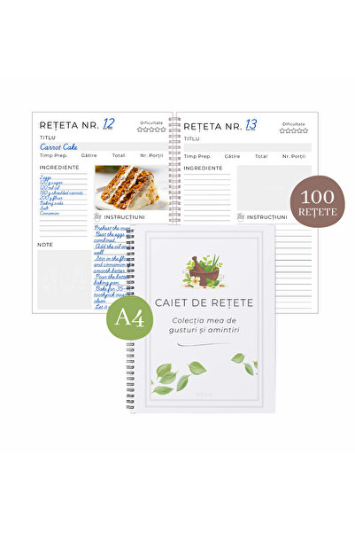 OBRO A4 Recipe Notebook Planner – 107 Pages Organize Favorite Recipes Persona...