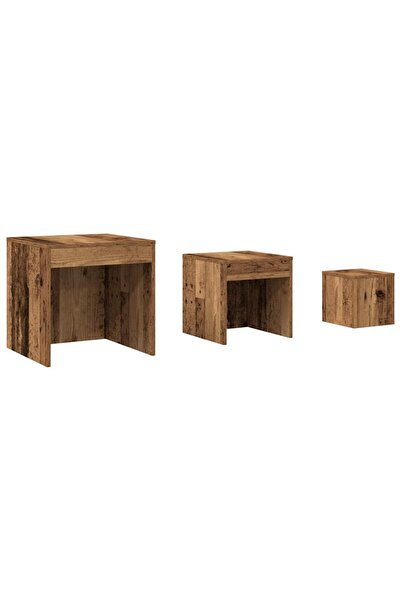 vidaxl Stackable tables, 3 pcs., old wood, processed wood