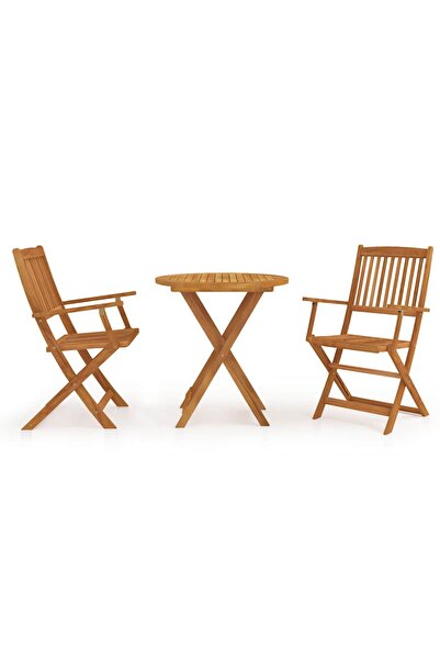vidaxl Set mobilier grădină, pliabil, 3 piese, lemn masiv acacia
