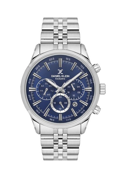 Daniel Klein Dial Navy Blue Strap Silver Color 43 mm 5 Atm Men's Wristwatch