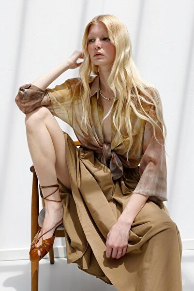 BSL Pileli Bel Bantlı Etek