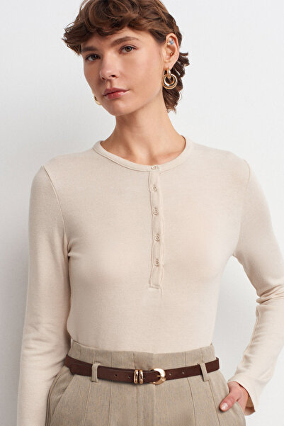 Dilvin 31544 DÜĞMELİ UZUN KOLLU TOP