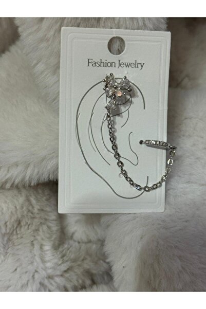 RİAÇANTA&TAKI Zirkon Taşlı Kelebek Figürlü Zincirli Çoklu Küpe – Gümüş Renk K...