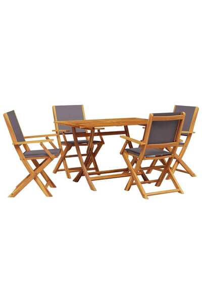 vidaxl Set mobilier de grădină 5 piese textil antracit/lemn masiv