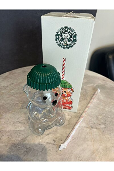 AYSTAR Glass Barista Cold Drink Cup a Teddy Bear Print Cups