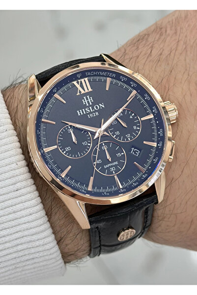 Hislon Orijinal Siyah Deri Kordon Su Geçirmez Erkek Kol Saati ILKMS206R-04BR