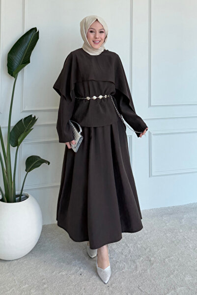 Tesettür Diyarı Πολύα Τέσλα Υφασμάτινο Σετ Τεσσέττουρ με Μπλούζα και Φούστα -...