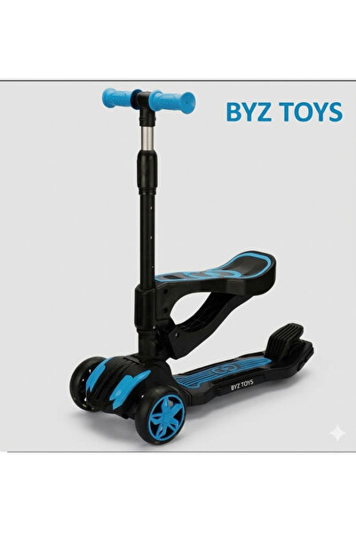 BYZ TOYS Led Işıklı Oturaklı Mavi Scooter