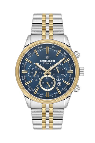 Daniel Klein Dial Navy Blue Strap Gold Silver Color 43 mm 5 Atm Men's Wristwatch