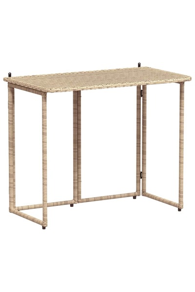 vidaxl Masă pliabilă de grădină bej 90x51x75 cm Poly Ratan