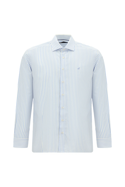 Abdullah Kiğılı Long Sleeve Classic Striped Cotton Shirt
