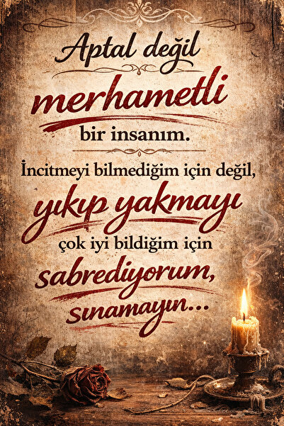 Hayal Poster Aptal Değil Merhametli Retro Ahşap Poster 20x30