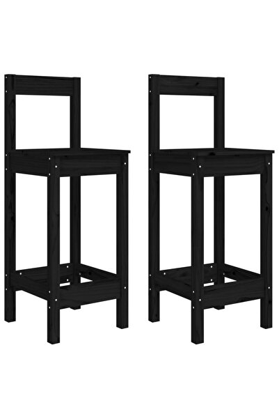 vidaxl Scaune de bar, 2 buc., negru, 40x41,5x112 cm, lemn masiv pin