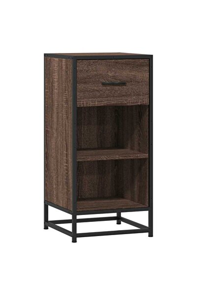 vidaxl Cabinet, brown oak, 35.5x35x76 cm, processed wood and metal