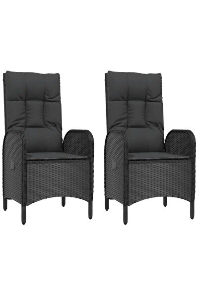 vidaxl Scaune de exterior, 2 buc., negru, poliratan