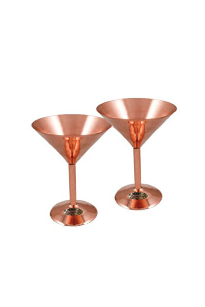 Mediterranean Art Set 2 Cupe Martini din Cupru Solid pentru Cocktailuri si Sa...